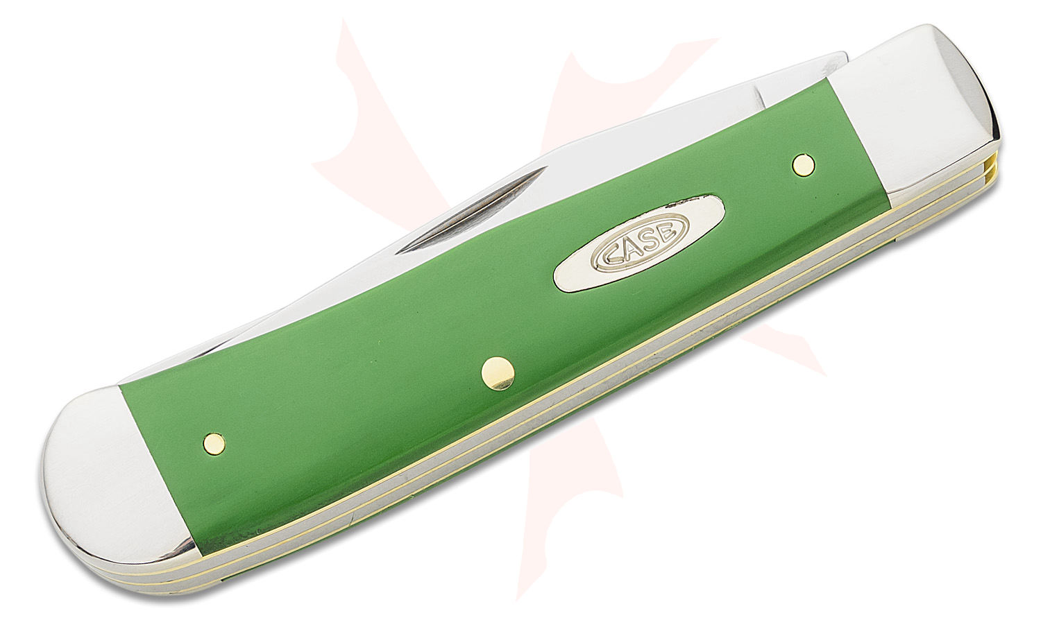 Case Smooth Green Synthetic Trapper Pocket Knife 4.13" Closed (4254 SS) KnifeCenter 53390