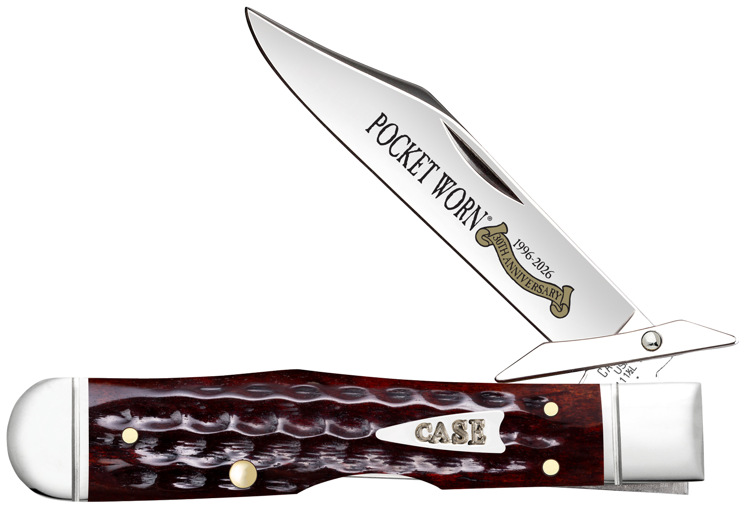 Case 30th Anniversary Pocket Worn Jigged Mahogany Bone Cheetah Cub