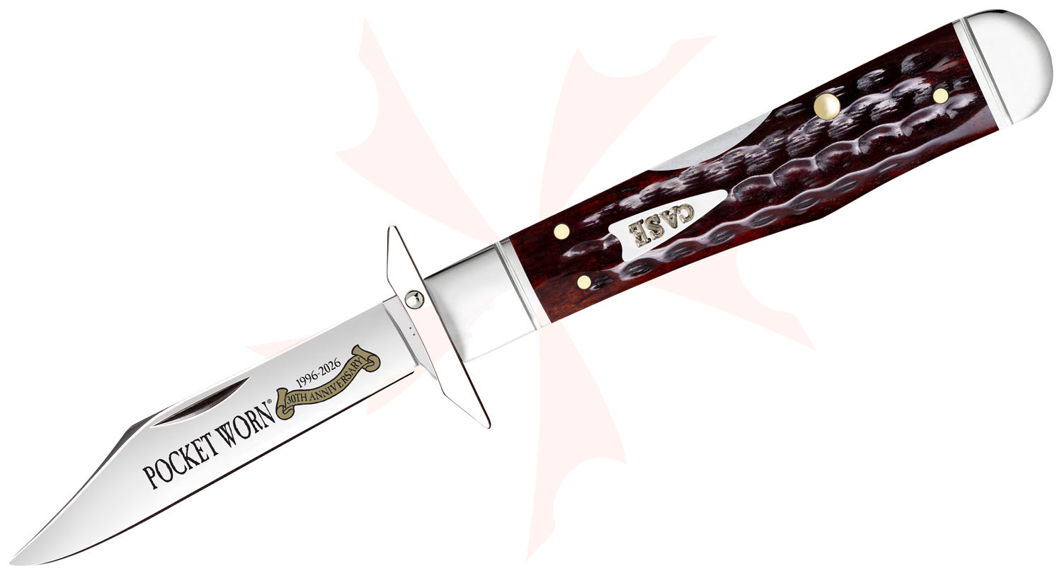 Case 30th Anniversary Pocket Worn Jigged Mahogany Bone Cheetah Cub