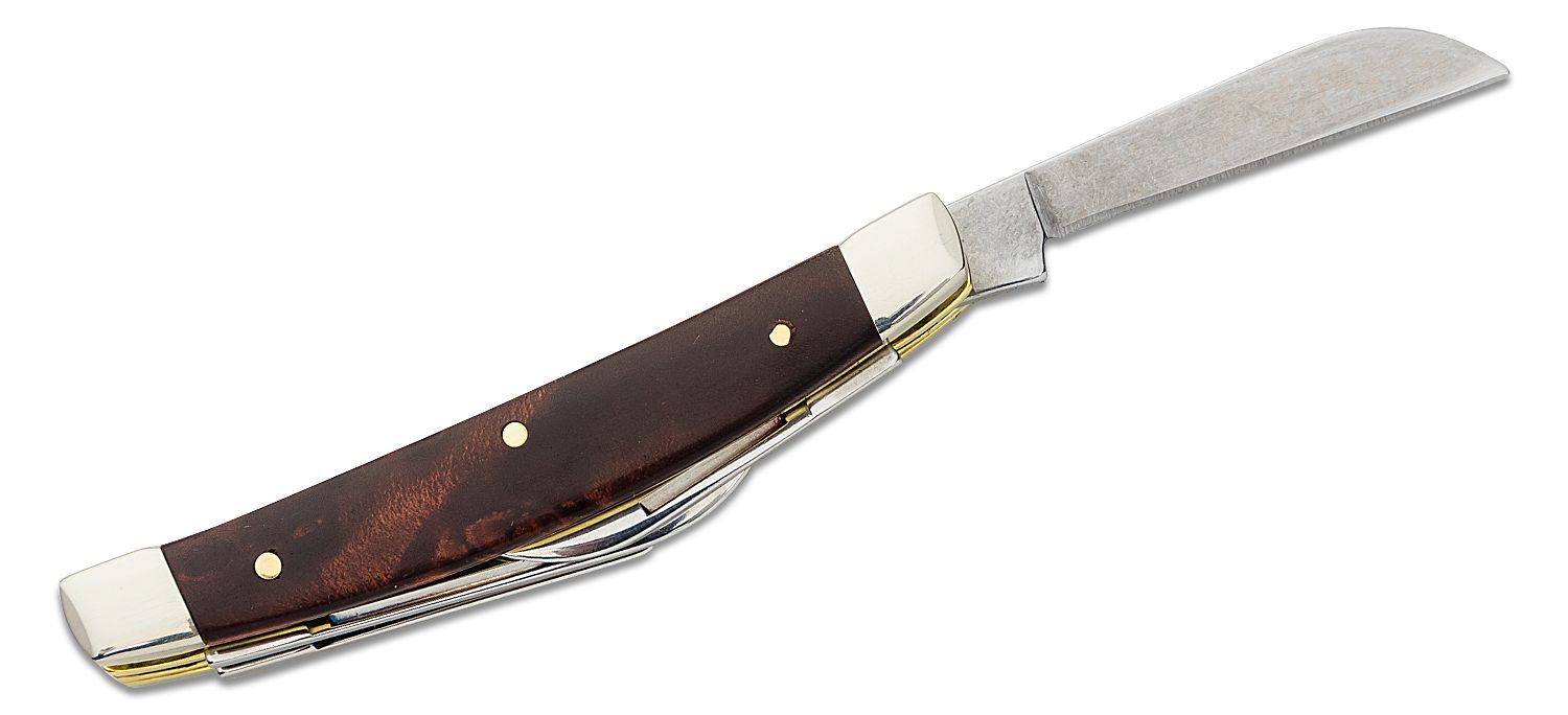 Case Brown Maple Burl Wood 4-Blade Small Congress Pocket Knife 3.13 Closed  (7468 SS) - KnifeCenter - 64069