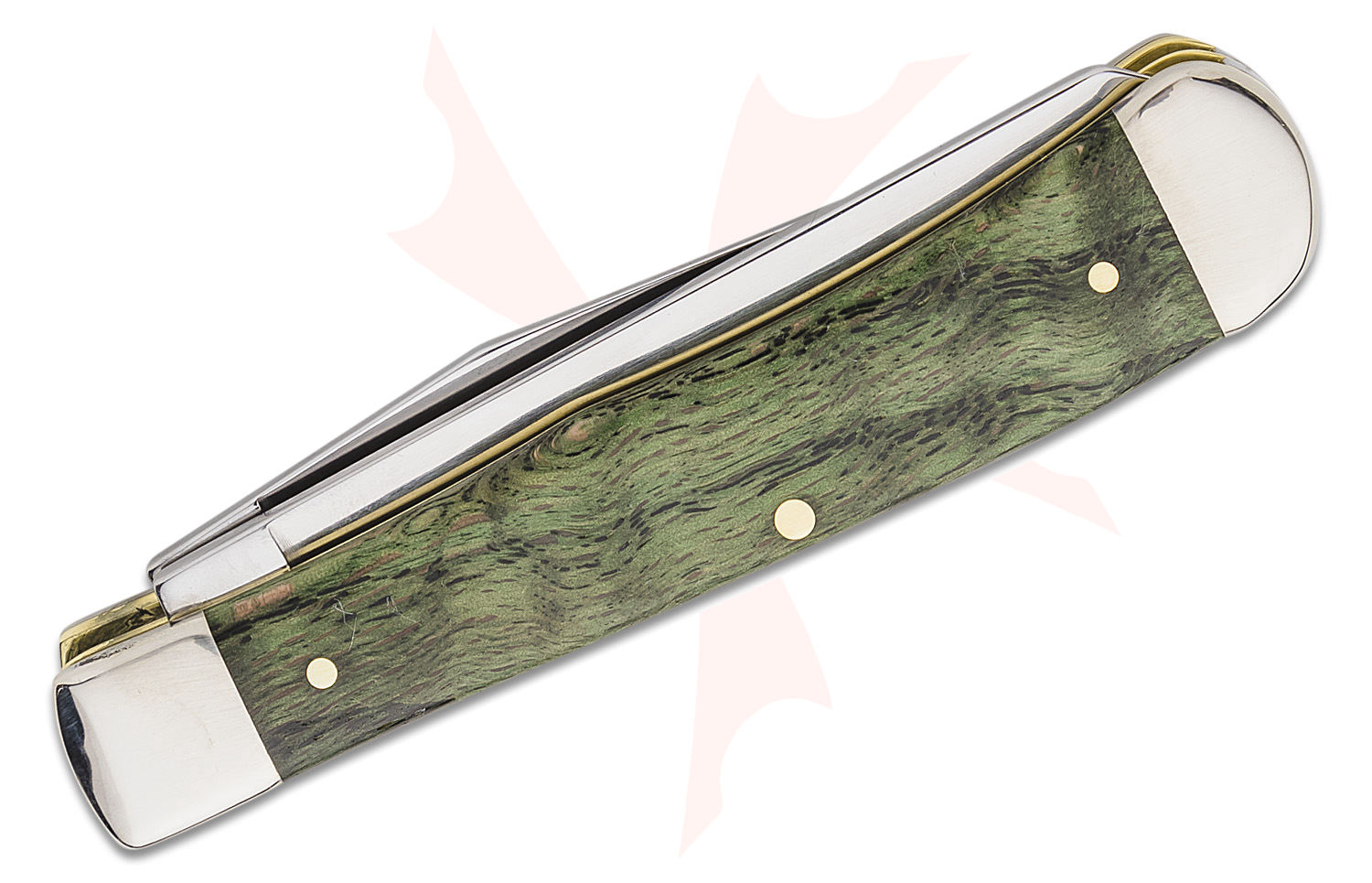 Case Smooth Kelly Green Curly Oak Trapper Pocket Knife 4.13