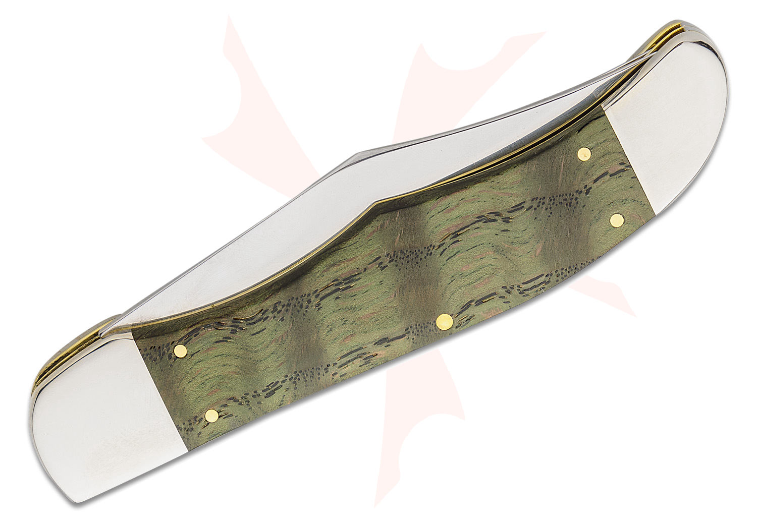 Case Smooth Kelly Green Curly Oak Folding Hunter Knife 5.25