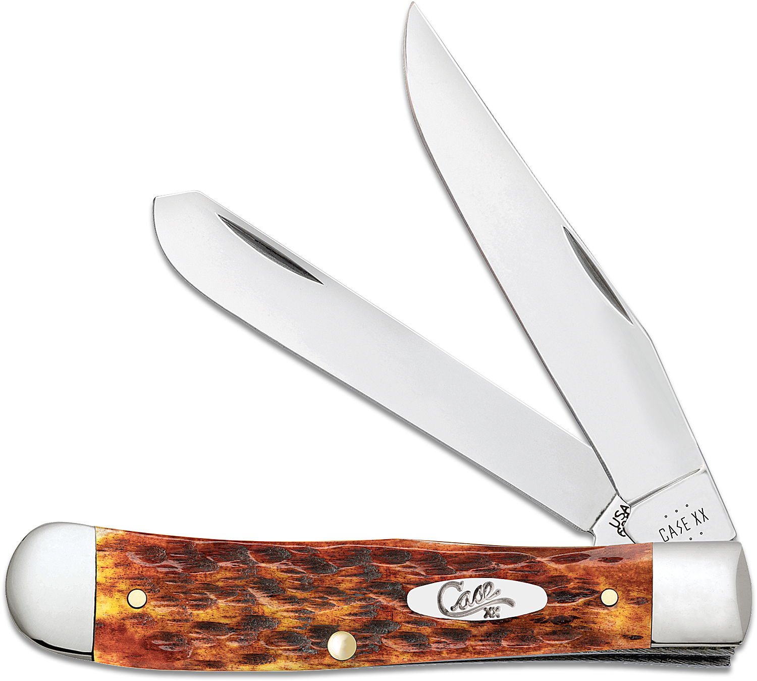 Case Peach Seed Jig Harvest Orange Bone Trapper Pocket Knife 4.13