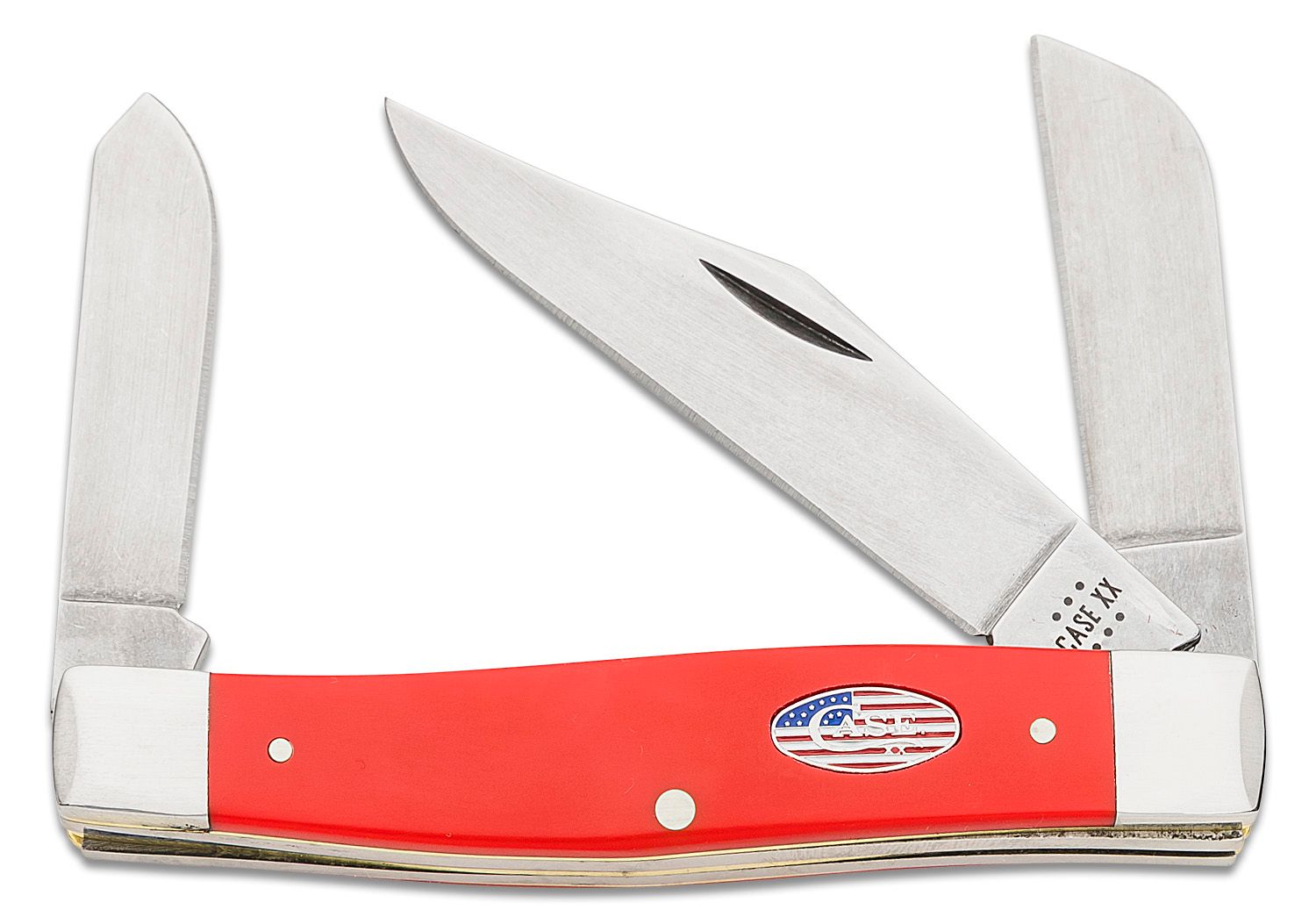 Case American Workman Red Synthetic Large Stockman Pocket Knife 4.25  Closed (4375 CS) - KnifeCenter - 73929