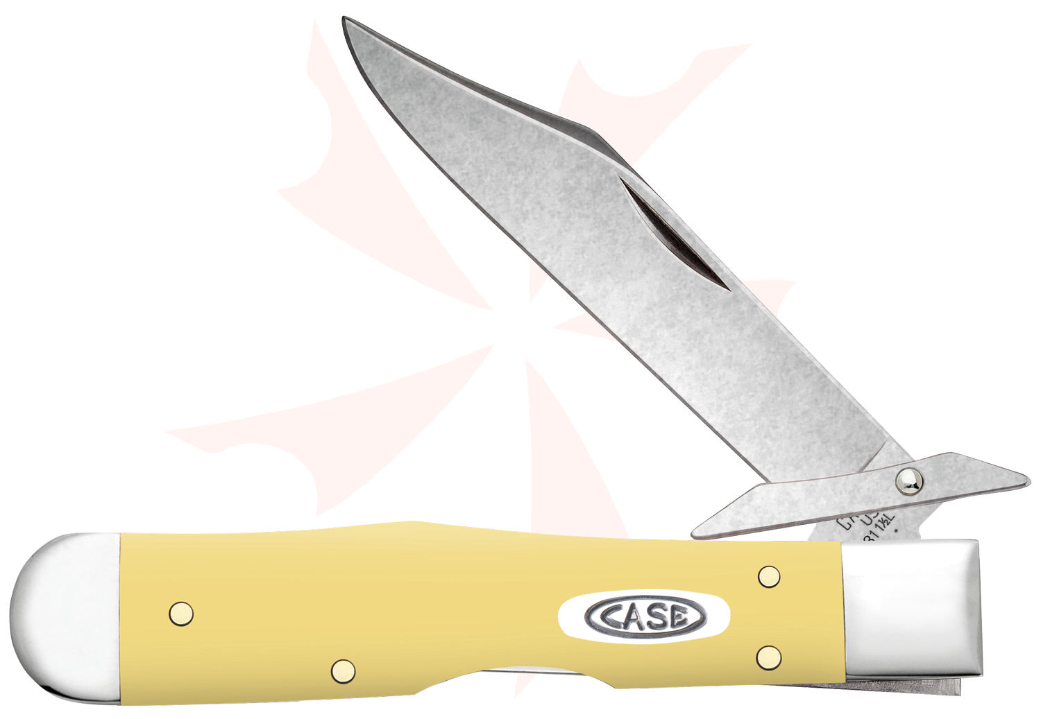 Yellow Korner ケイトモス Case Yellow Synthetic Cheetah Cub Pocket Knife 3.5