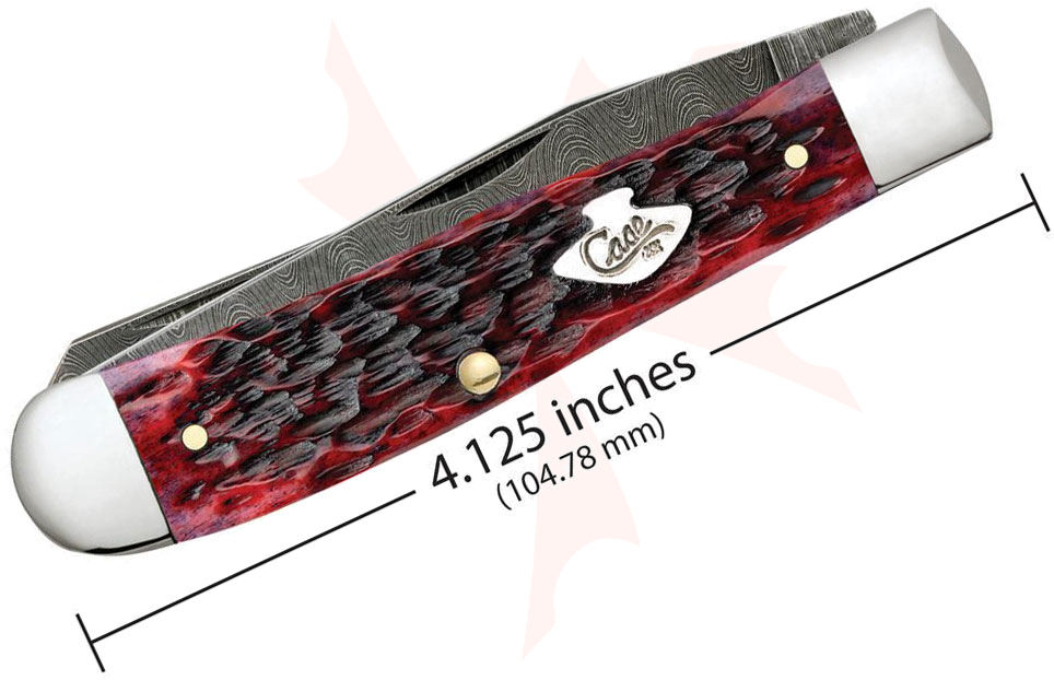Case Crimson Bone Peach Seed Jig Trapper Pocket Knife 4.13