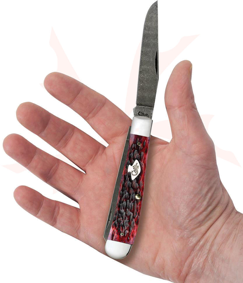 Case Crimson Bone Peach Seed Jig Trapper Pocket Knife 4.13