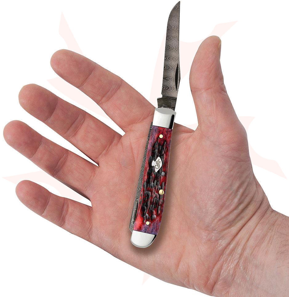 Case Crimson Bone Peach Seed Jig Mini Trapper Pocket Knife 3.5