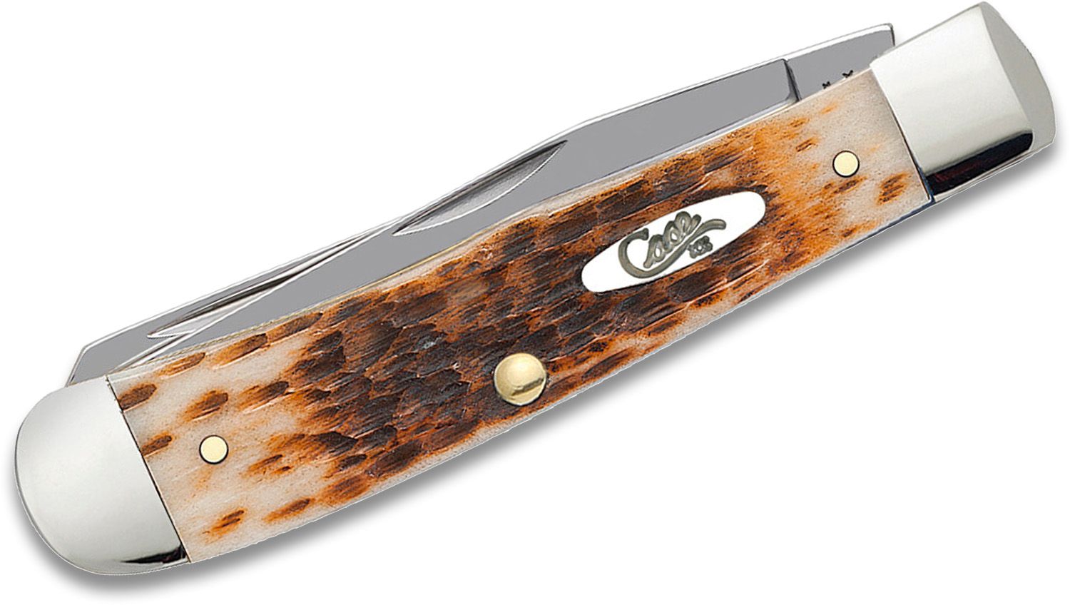 Case Amber Bone Medium Stockman Chrome Vanadium Blades 3-5/8 Closed (6318  CV) - KnifeCenter - 00039