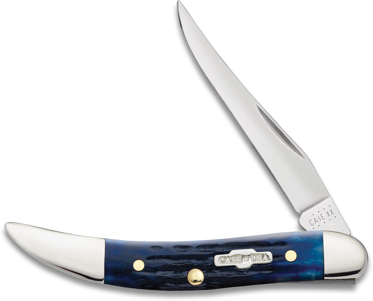 Case Rogers Corn Cob Jig Blue Bone Small Texas Toothpick 3.5 Closed  (610096 SS) - KnifeCenter - 02804