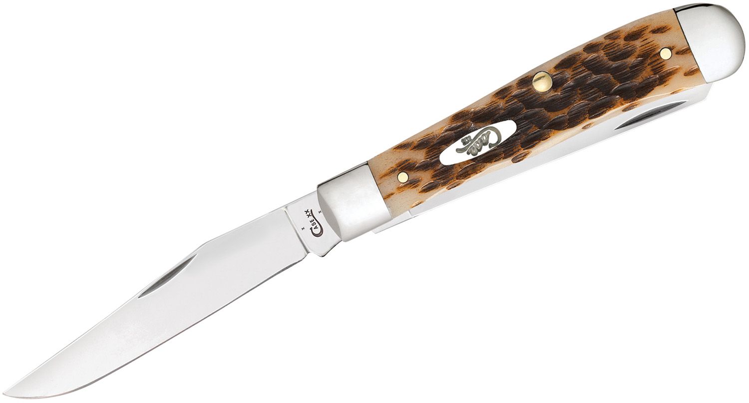 Case Peach Seed Jigged Amber Bone Fishing Knife 4.25 Closed (620094F SS) -  KnifeCenter - 10726