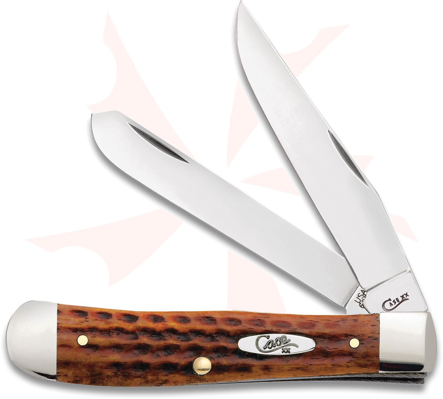Case Pocket Worn Harvest Orange Bone Trapper 4-1/8