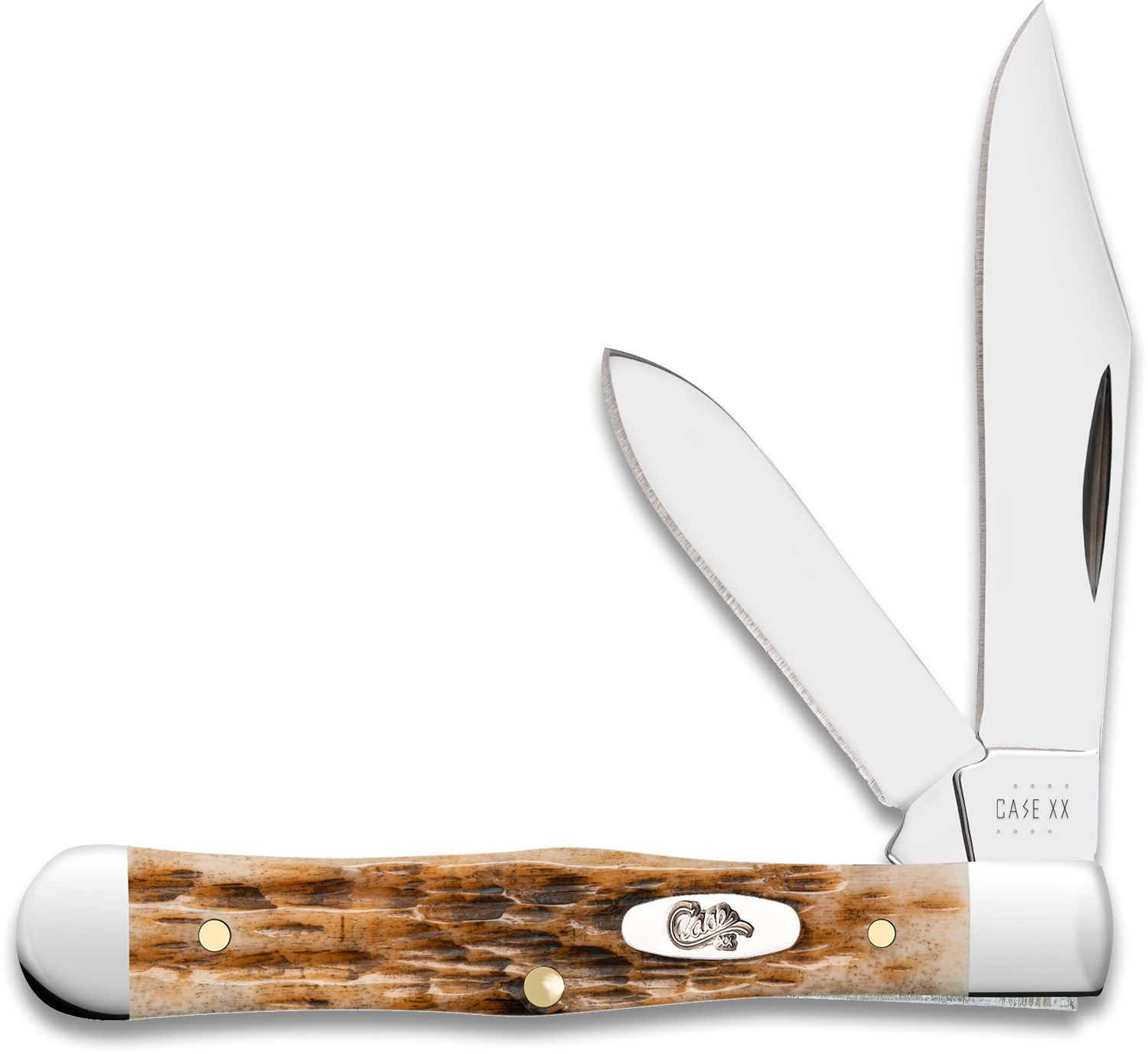 Case Peach Seed Jig Amber Bone Small Swell Center Jack Pocket Knife 3  Closed (6225 1/2 SS) - KnifeCenter - 10729