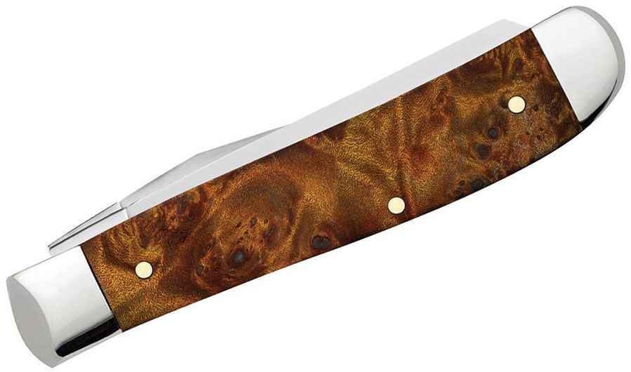 Case Smooth Autumn Maple Burl Wood Mini Trapper Pocket Knife 3.5 Closed  (7207 SS) - KnifeCenter - 11545 - Discontinued