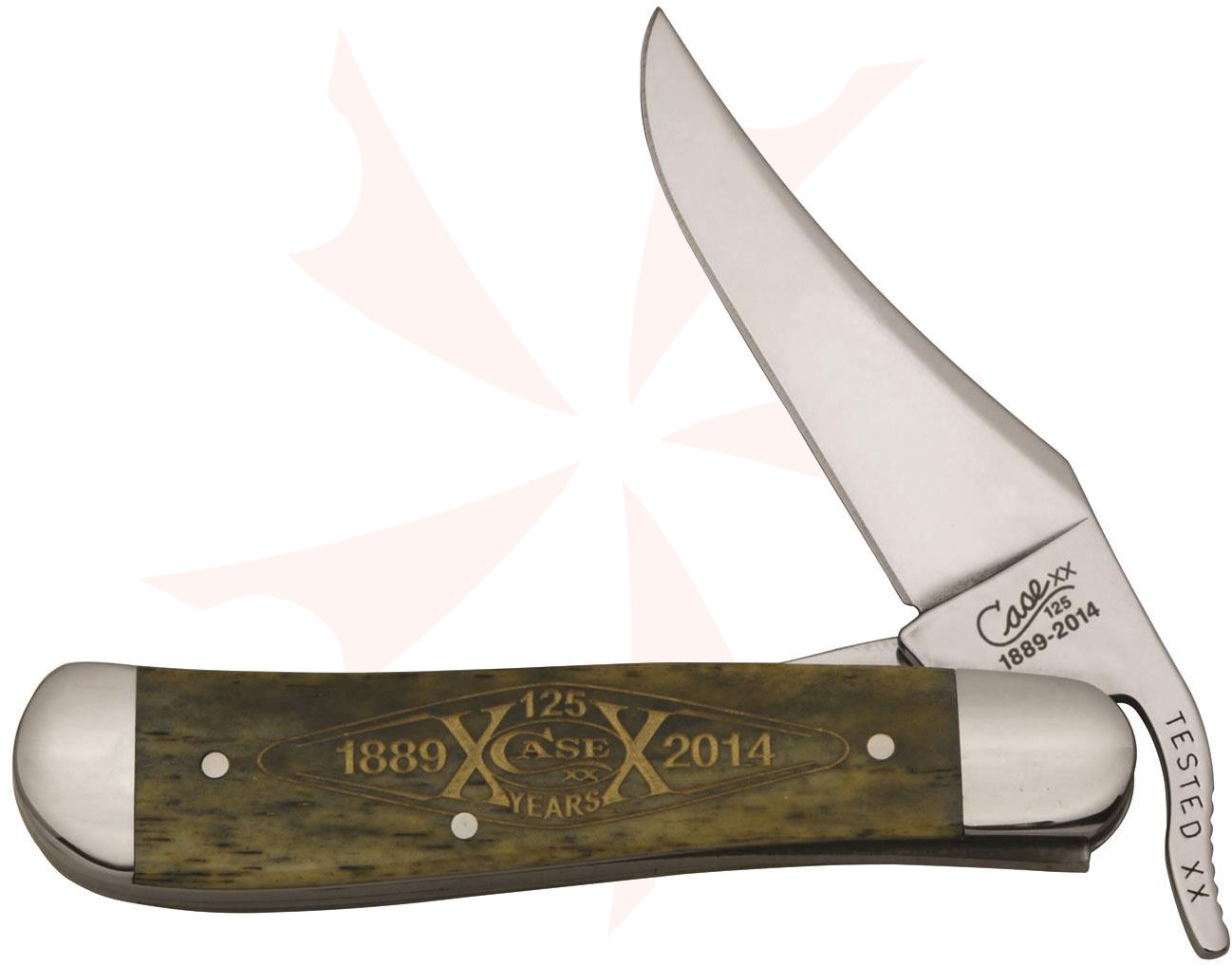 Case 125th Anniversary Smooth Olive Green Bone RussLock 4-1/4