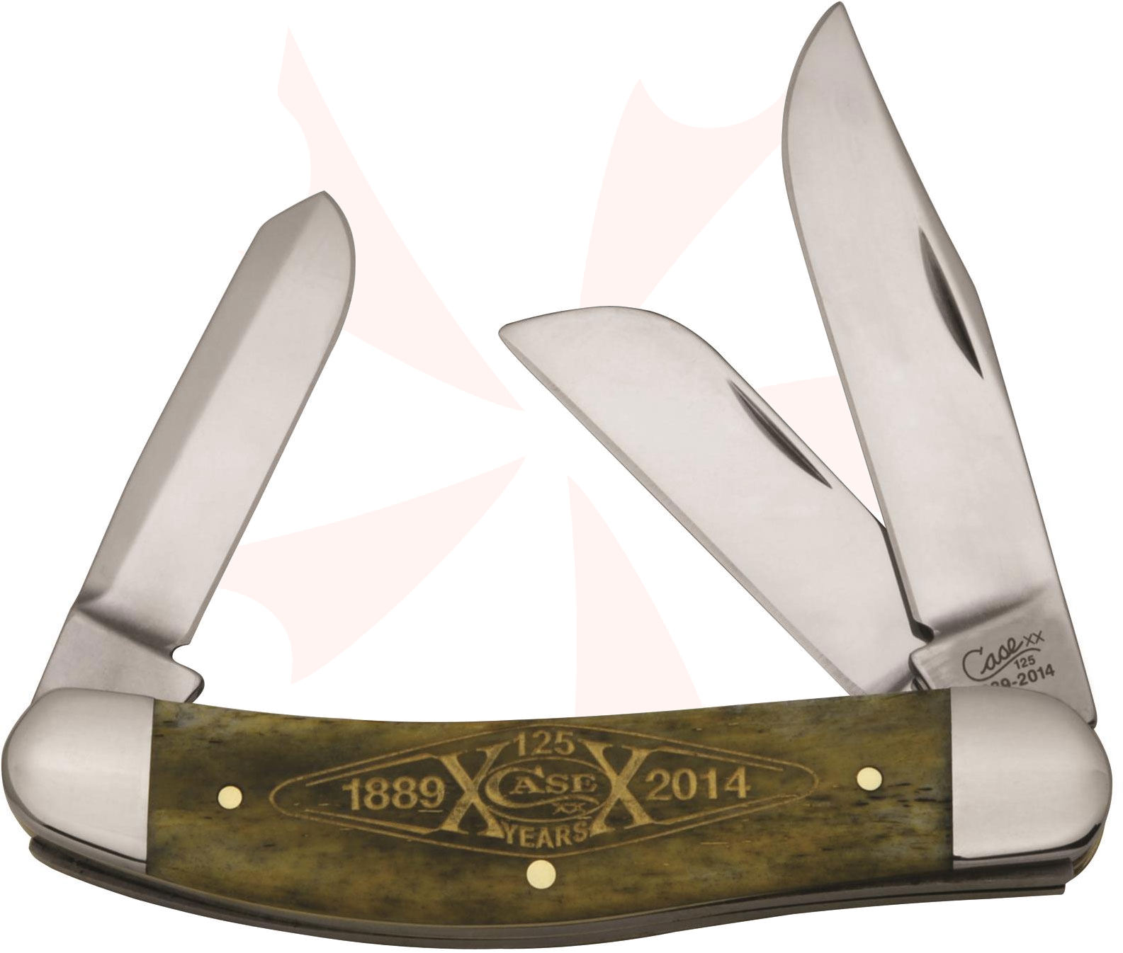 Case 125th Anniversary Smooth Olive Green Bone Sowbelly 3-7/8