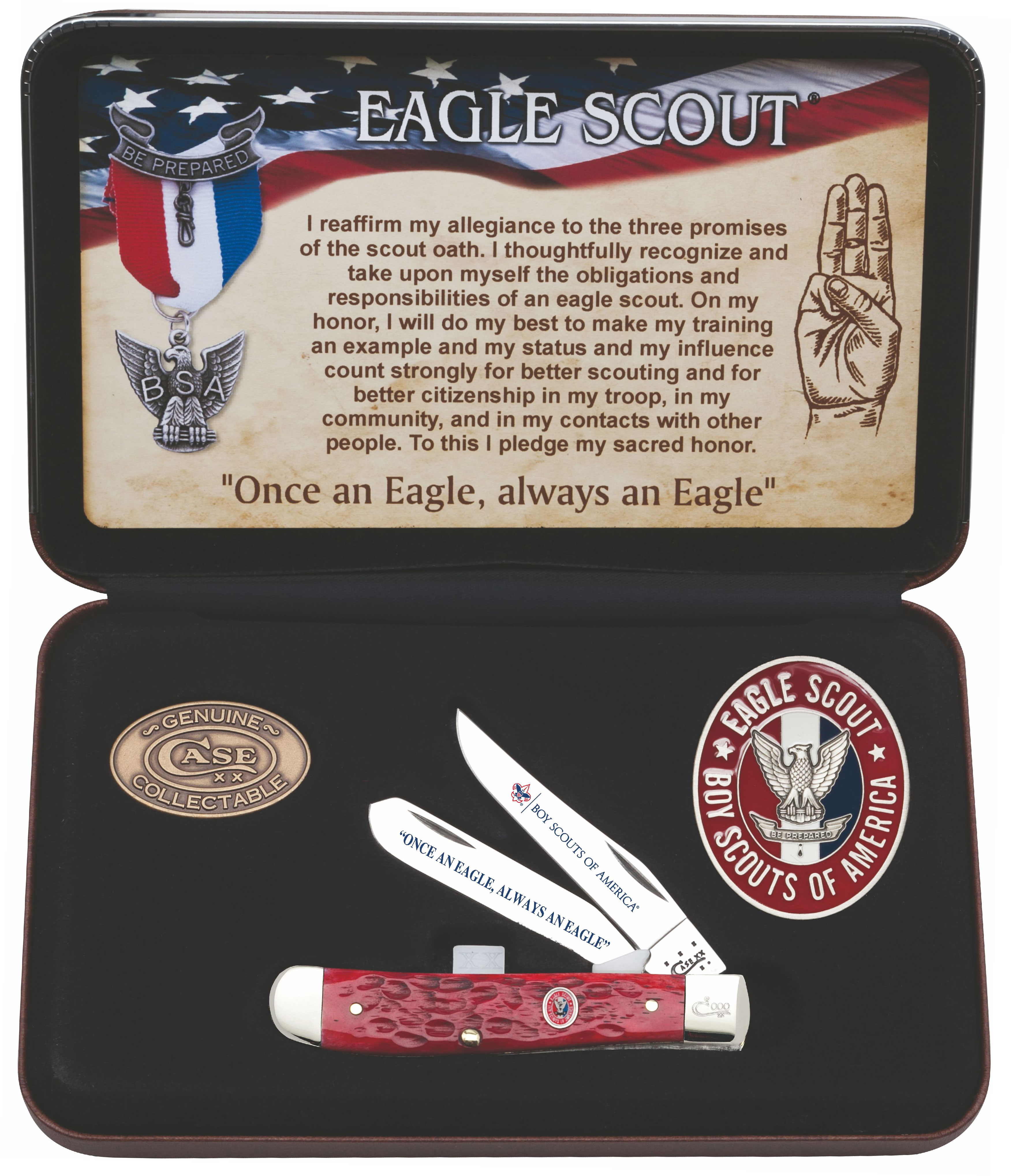 ボーイスカウト 三点セット Case Boy Scouts of America Jigged Dark Red Bone Eagle Scout Mini