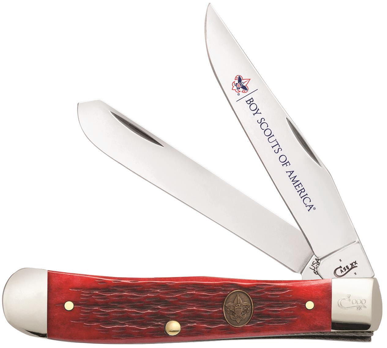 Case Boy Scouts of America Russell Jigged Dark Red Bone Trapper