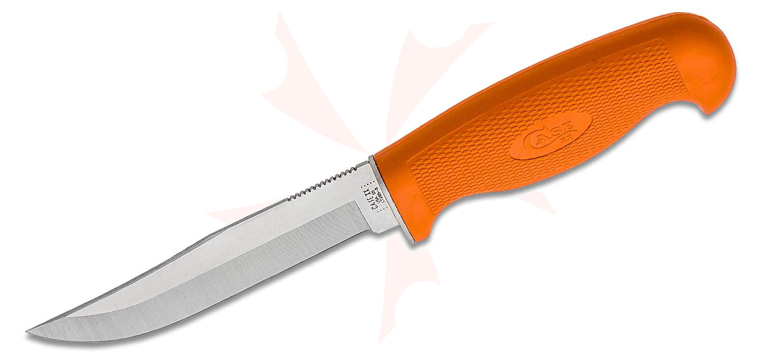 Case Hunter Knife Fixed Blade 5" Satin Clip Point, Orange Synthetic