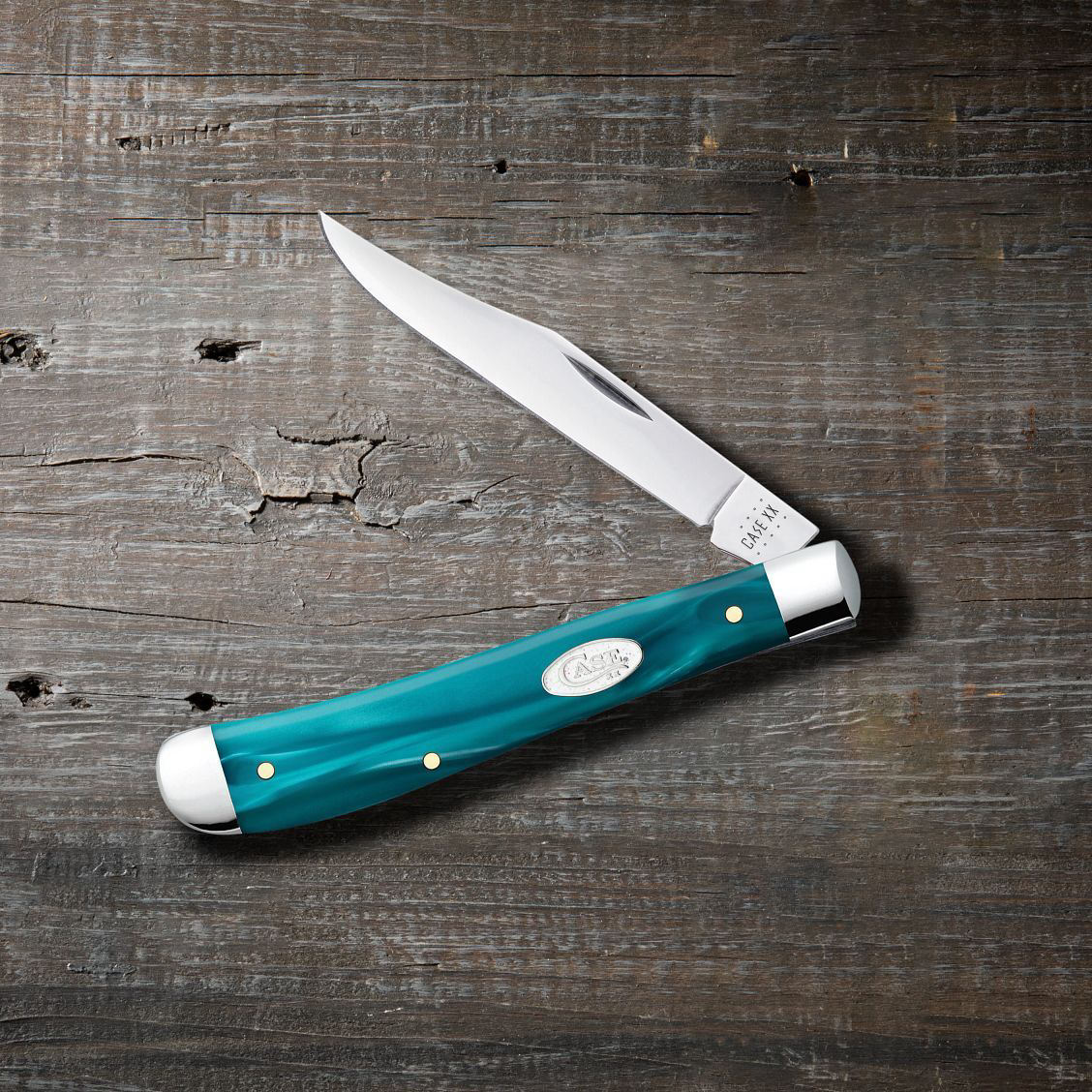 Case SparXX Smooth Aqua Kirinite Slimline Trapper Pocket Knife