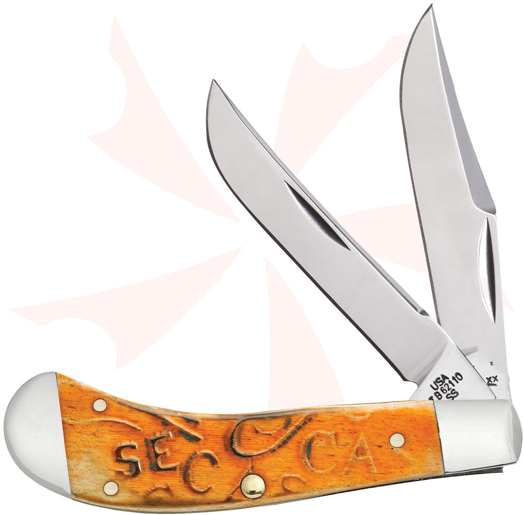 Case Carved Persimmon Orange Bone Saddlehorn 3-3/8