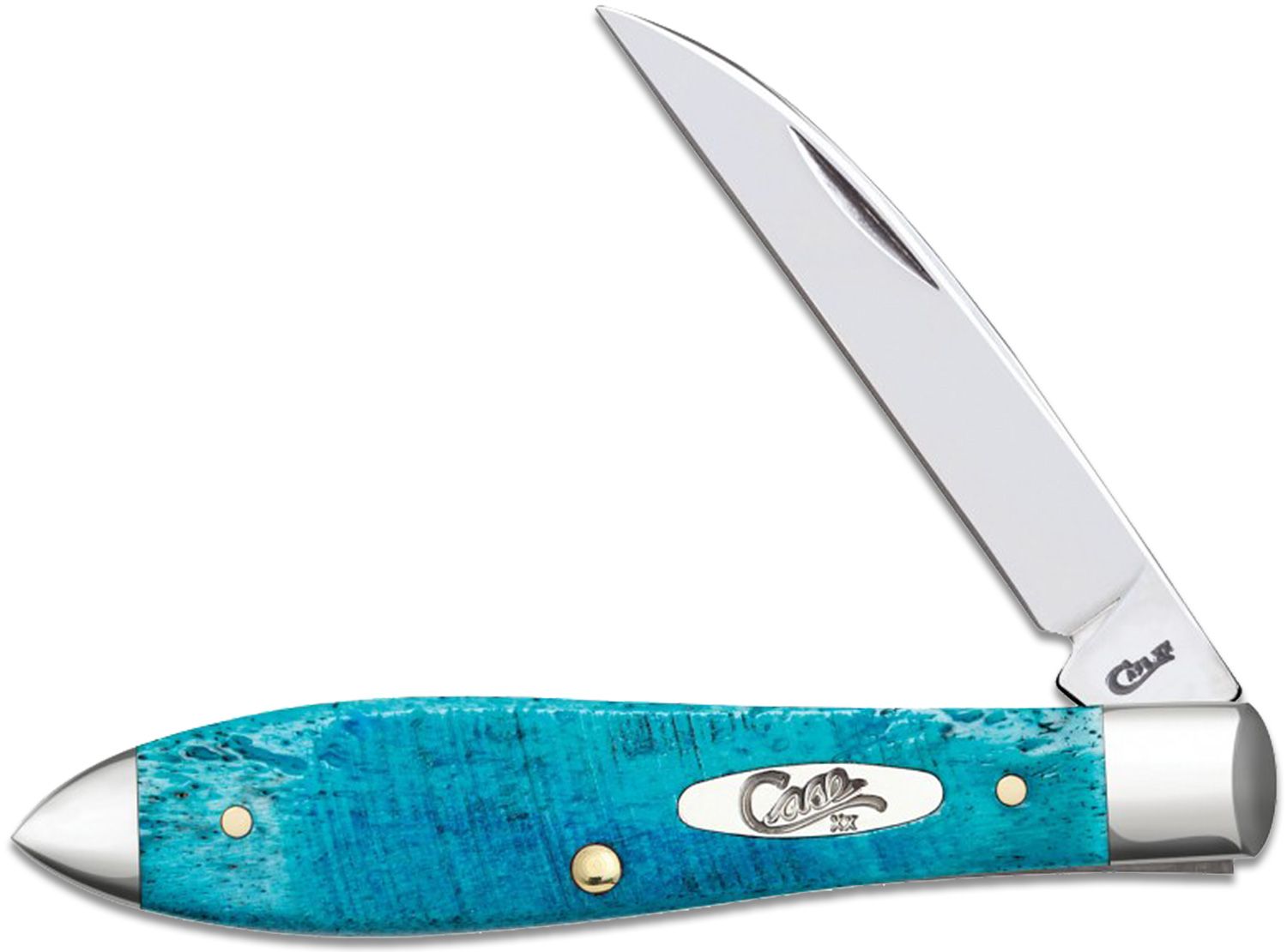 Case Sawcut Jigged Caribbean Blue Bone Tear Drop Pocket Knife 3.63 