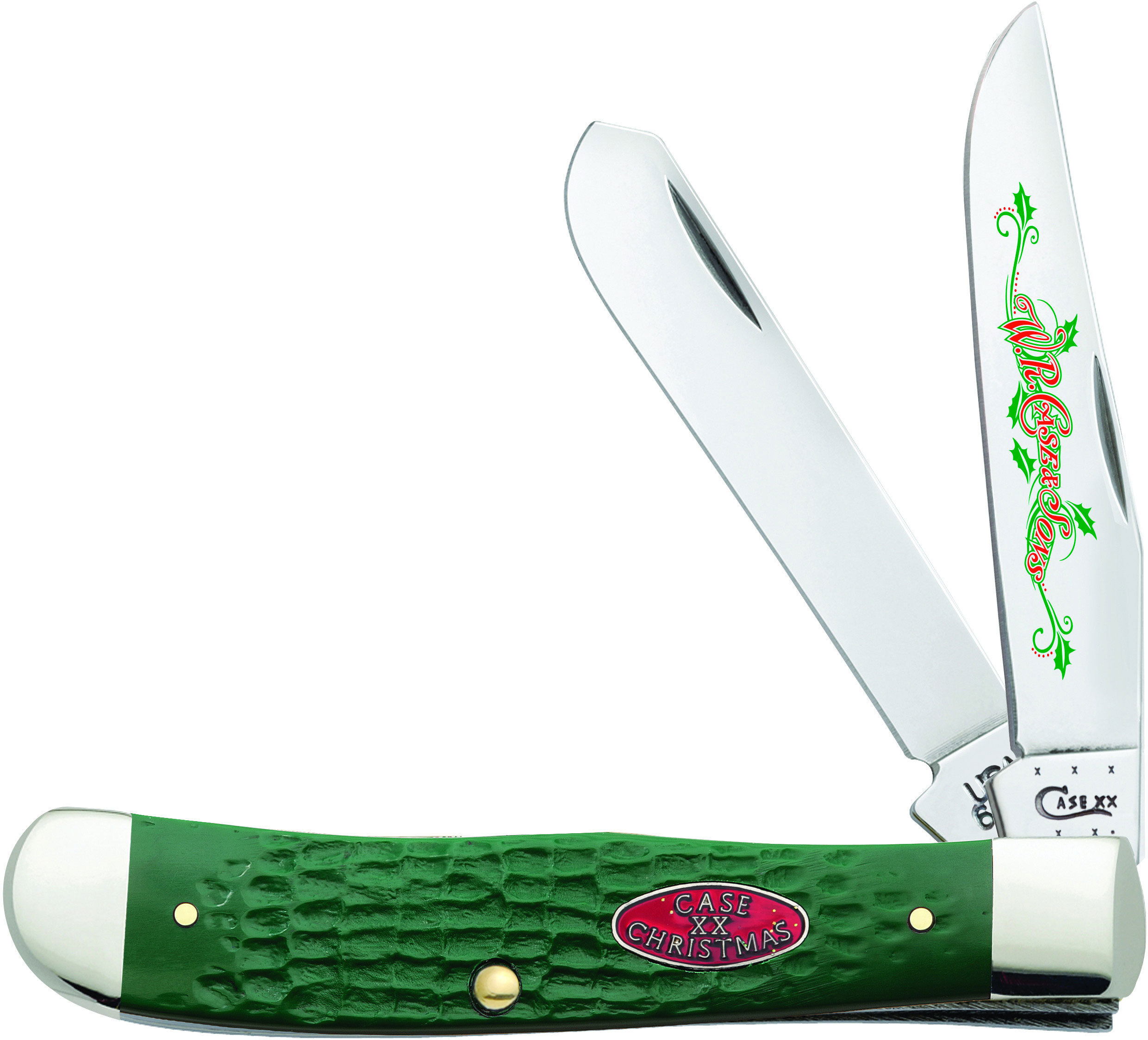 Case Christmas Shield Dark Green Jigged Synthetic Trapper 4-1/8