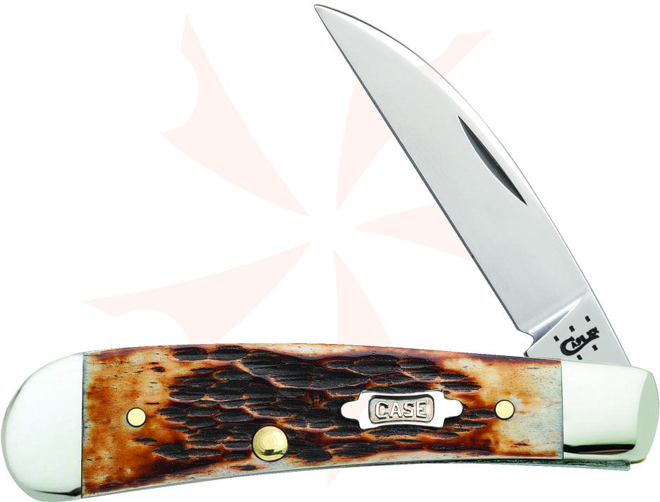 Case Burnt Amber Bone Wharncliffe Sway Back Jack 3-3/16