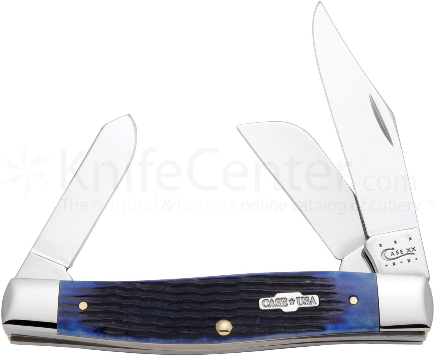 Case Large Stockman 4-1/4 Blue Jigged Bone Handles (6375 SS) - KnifeCenter  - 02808 - Discontinued