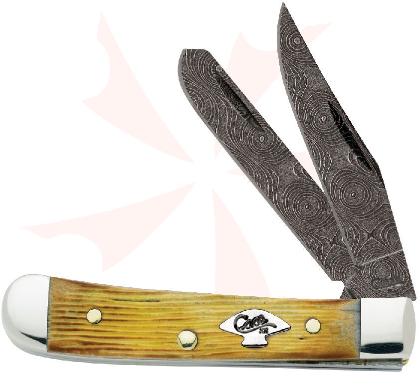 Case Raindrop Damascus Barnboard Jigged Burnt Natural Bone Tiny
