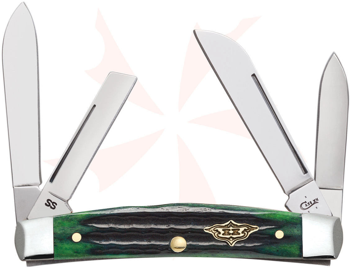 Case Second Cut Jigged Hunter Green Bone Medium Congress 3.625