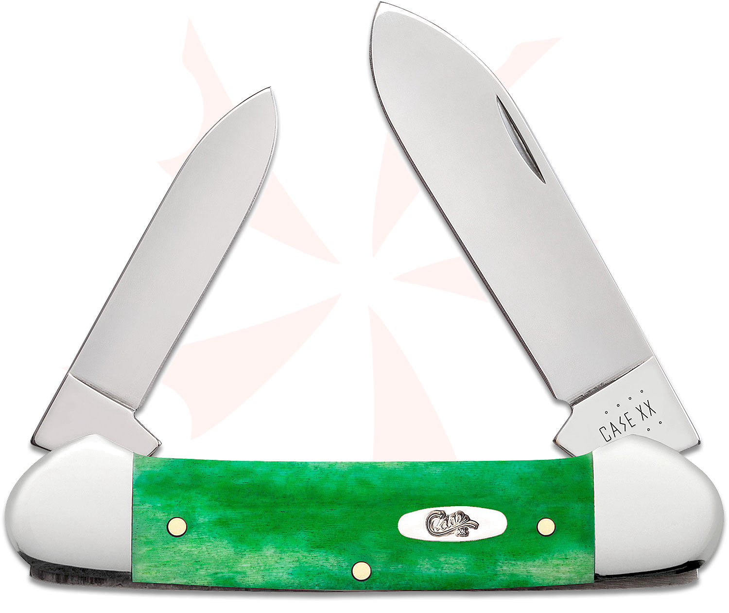 Case Smooth Brilliant Green Bone Canoe Pocket Knife 3.63