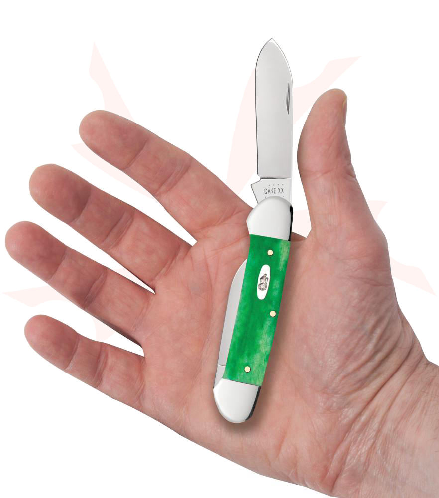Case Smooth Brilliant Green Bone Canoe Pocket Knife 3.63