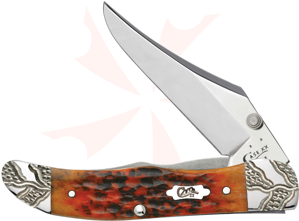 Case Autumn Bone Worked Bolster Mid-Folding Hunter 4