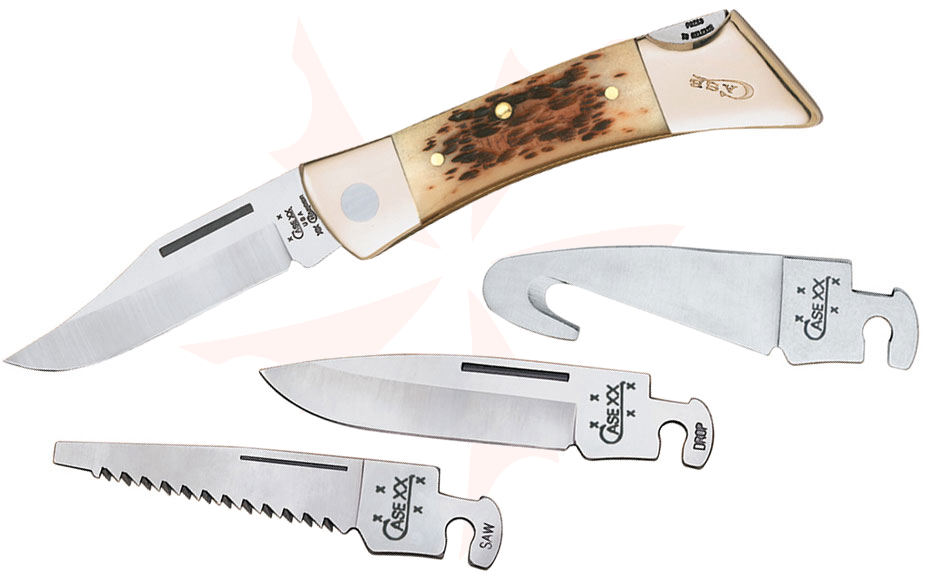 Case Amber Bone XX-Changer Lockback with Gut Hook Gift Set 5