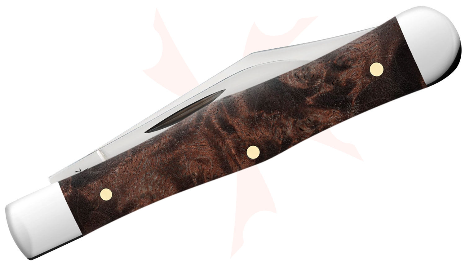 Case Brown Maple Burl Wood Small Swell Center Jack Pocket Knife 3