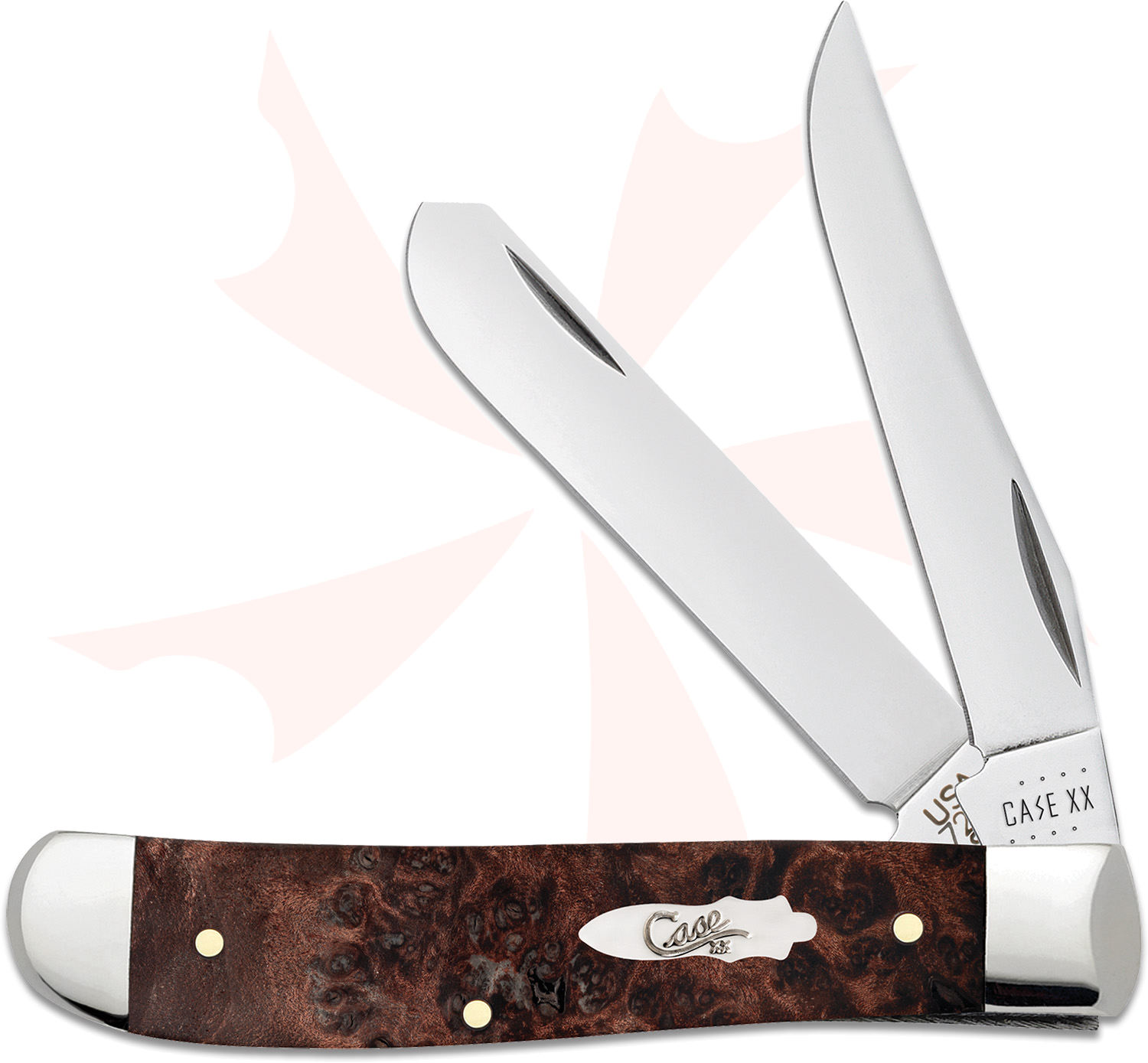 Case Brown Maple Burl Wood Mini Trapper Pocket Knife 3.5