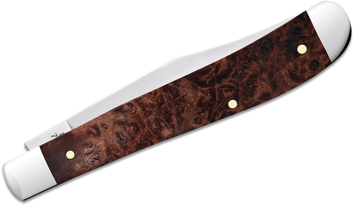 Case Brown Maple Burl Wood Slimline Trapper Pocket Knife 4.13 Closed  (71048 SS) - KnifeCenter - 64063