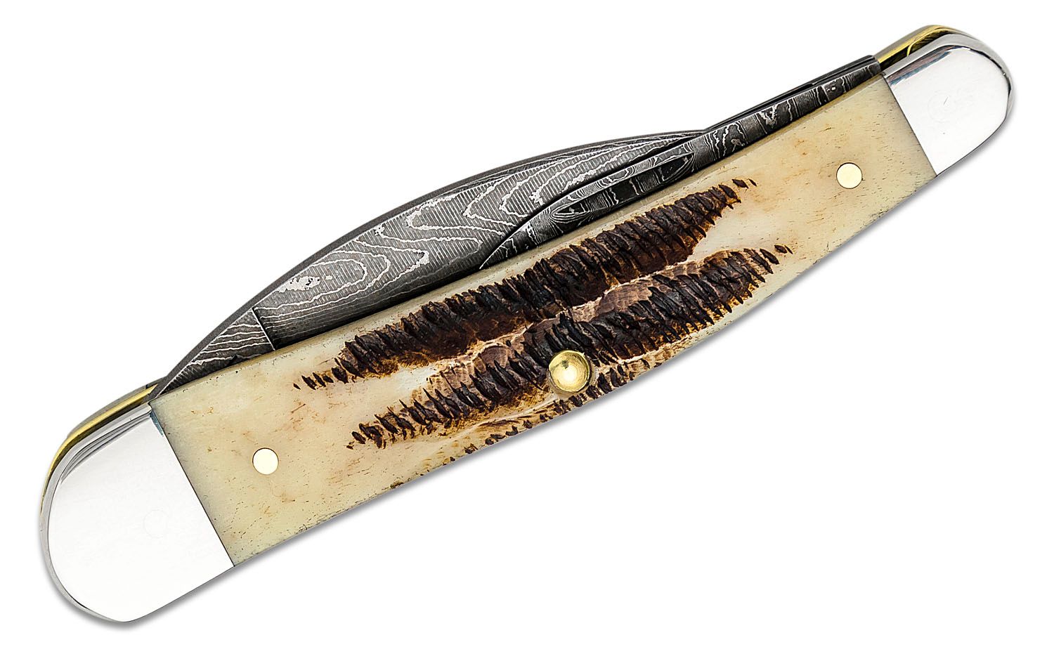 Damascus Knife, Acid Etched with Wood Handle — Heart Horse