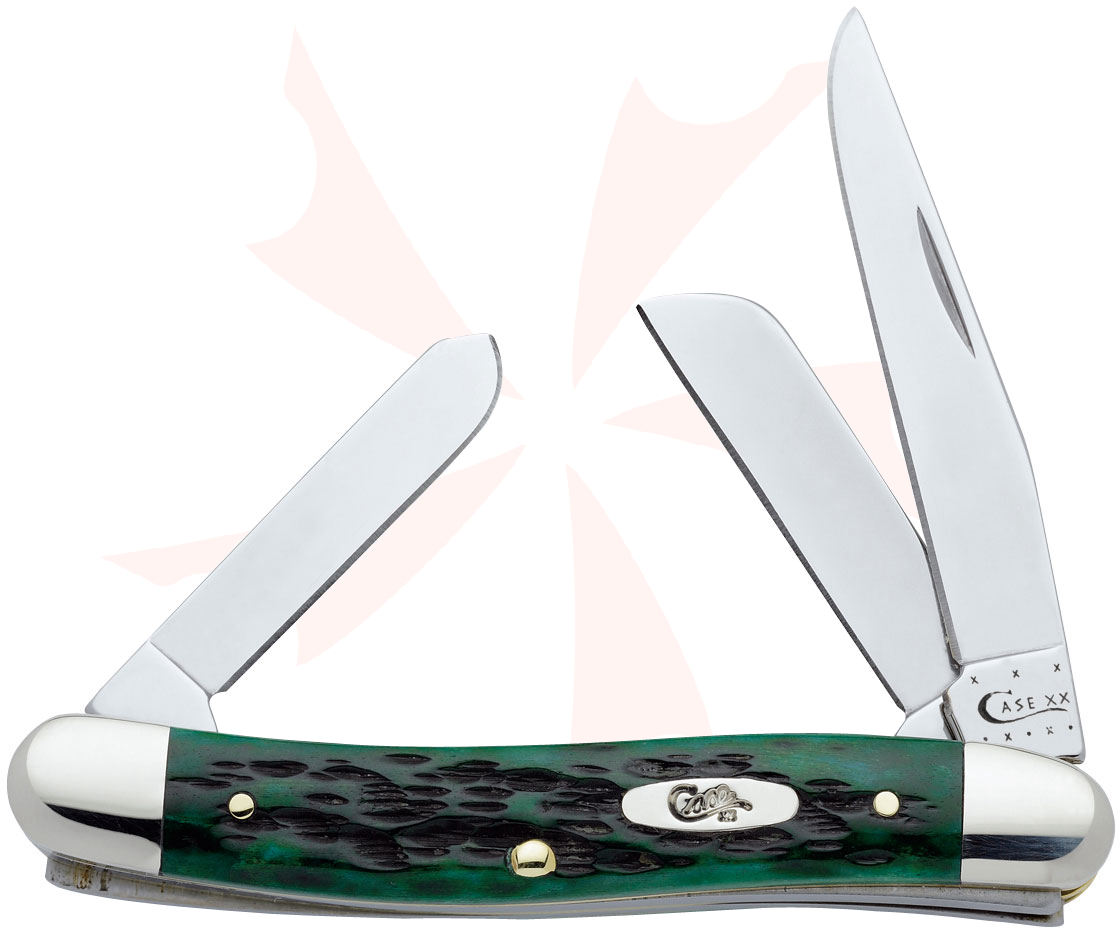 Case Pocket Worn Bermuda Green Bone Medium Stockman 3-5/8