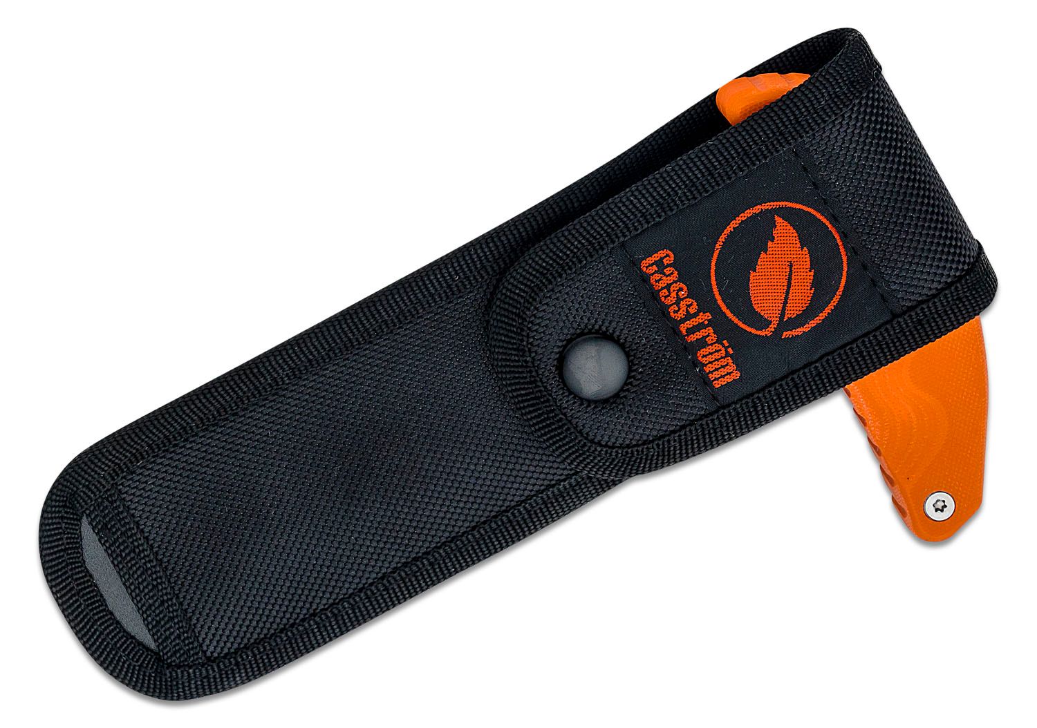 Casstrom Sweden No.11 Field/Game Prep Saw 4.25 inch Replaceable Blade,  Orange G10 Handles, Nylon Sheath