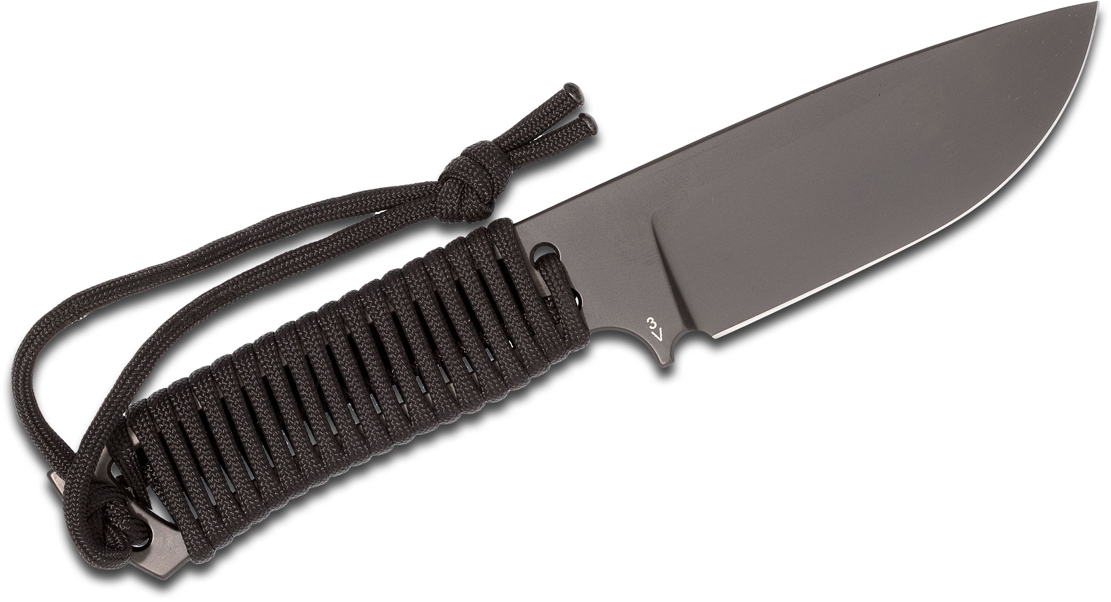 Chaves American Made Redemption 2 Fixed 3 5 Cpm 3v Black Dlc Drop Point Blade Black Paracord Handle Kydex Sheath Knifecenter Discontinued