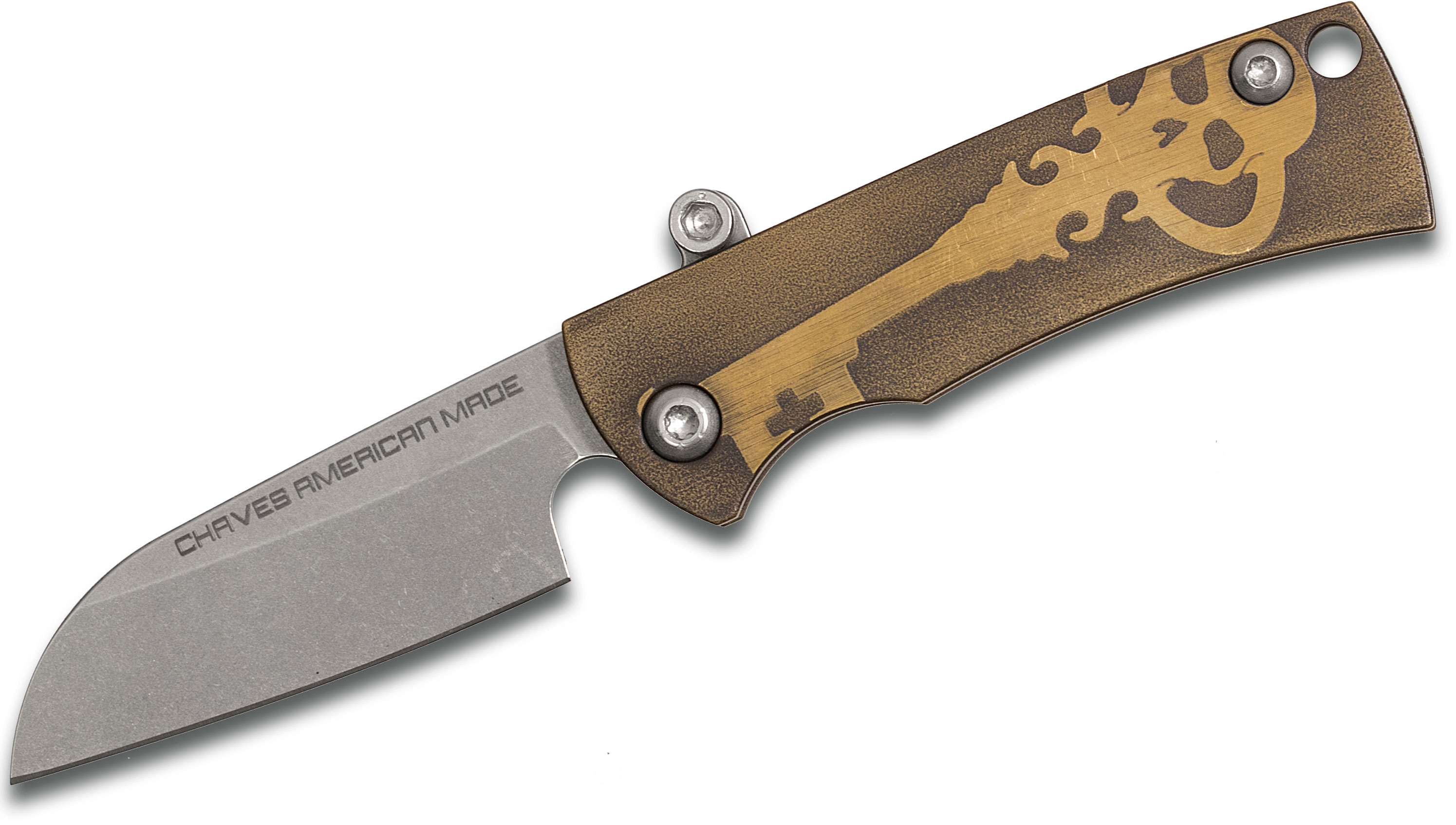 Chaves American Made Redencion Friction Folding Knife 2.25" S35VN Sheepsfoot Blade, Antique