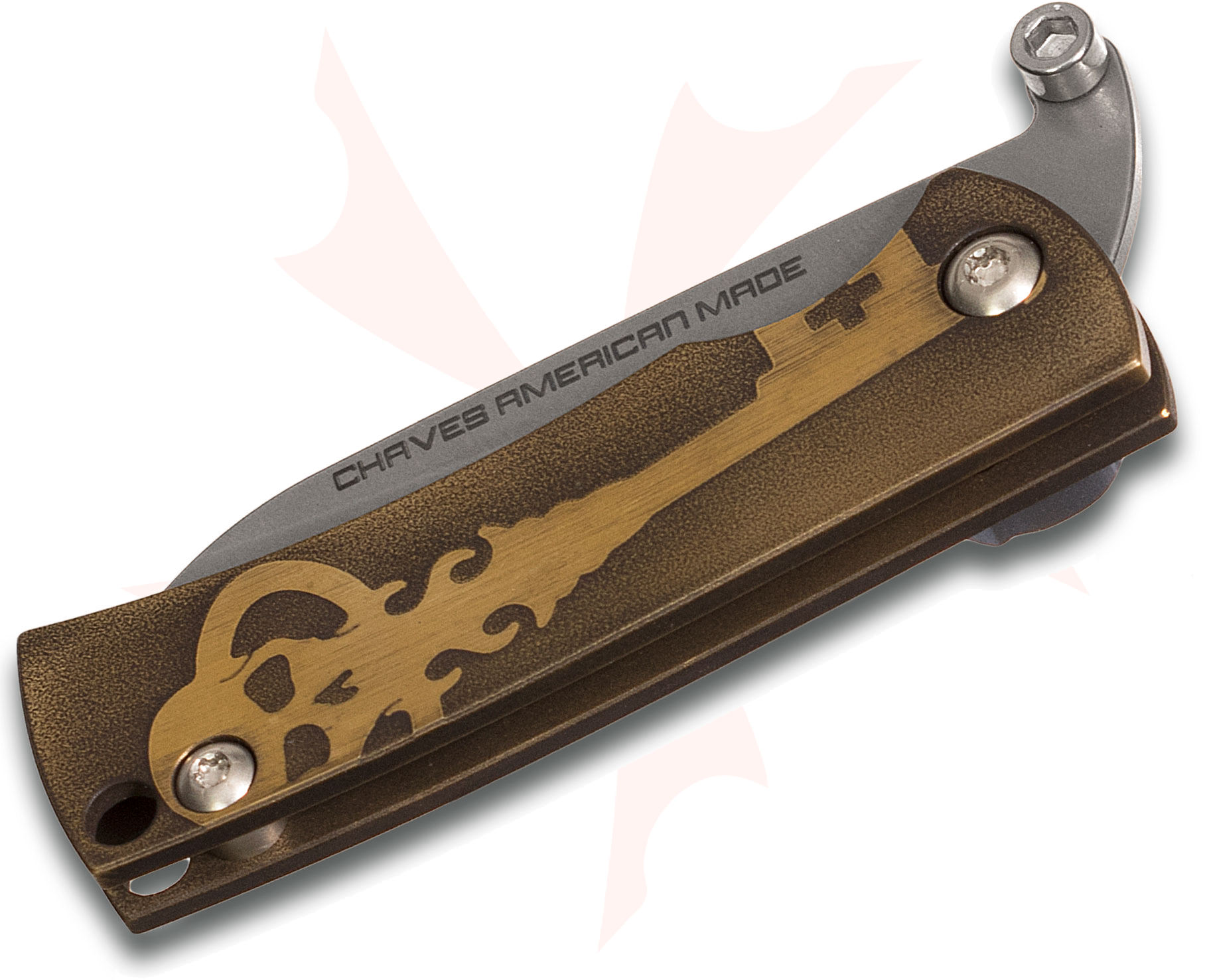 Chaves American Made Redencion Friction Folding Knife 2.25" S35VN Sheepsfoot Blade, Antique