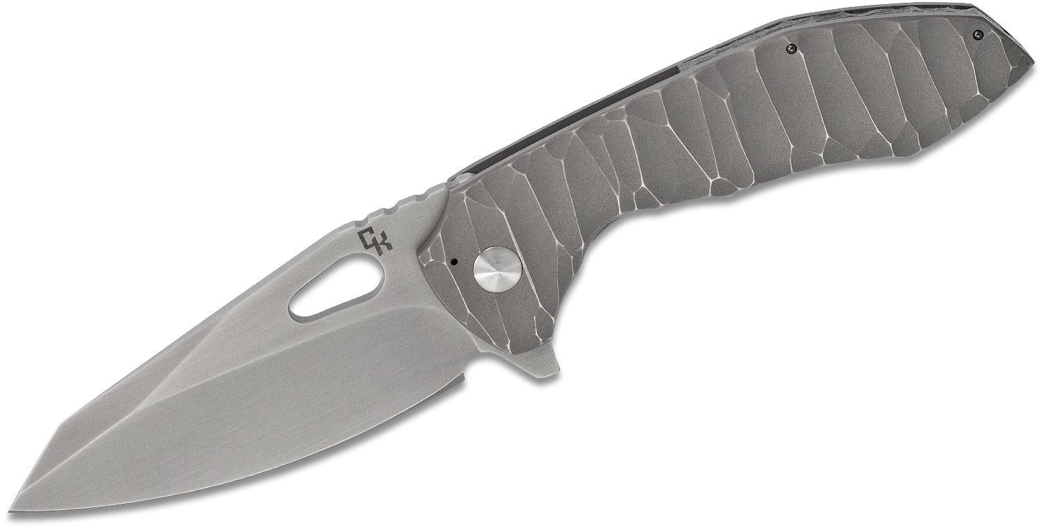 Blackstone Valley Knifeworks Custom Crow Folding Knife 3 Two-Tone 154CM  Blade, Contoured Titanium Handles - KnifeCenter - Discontinued