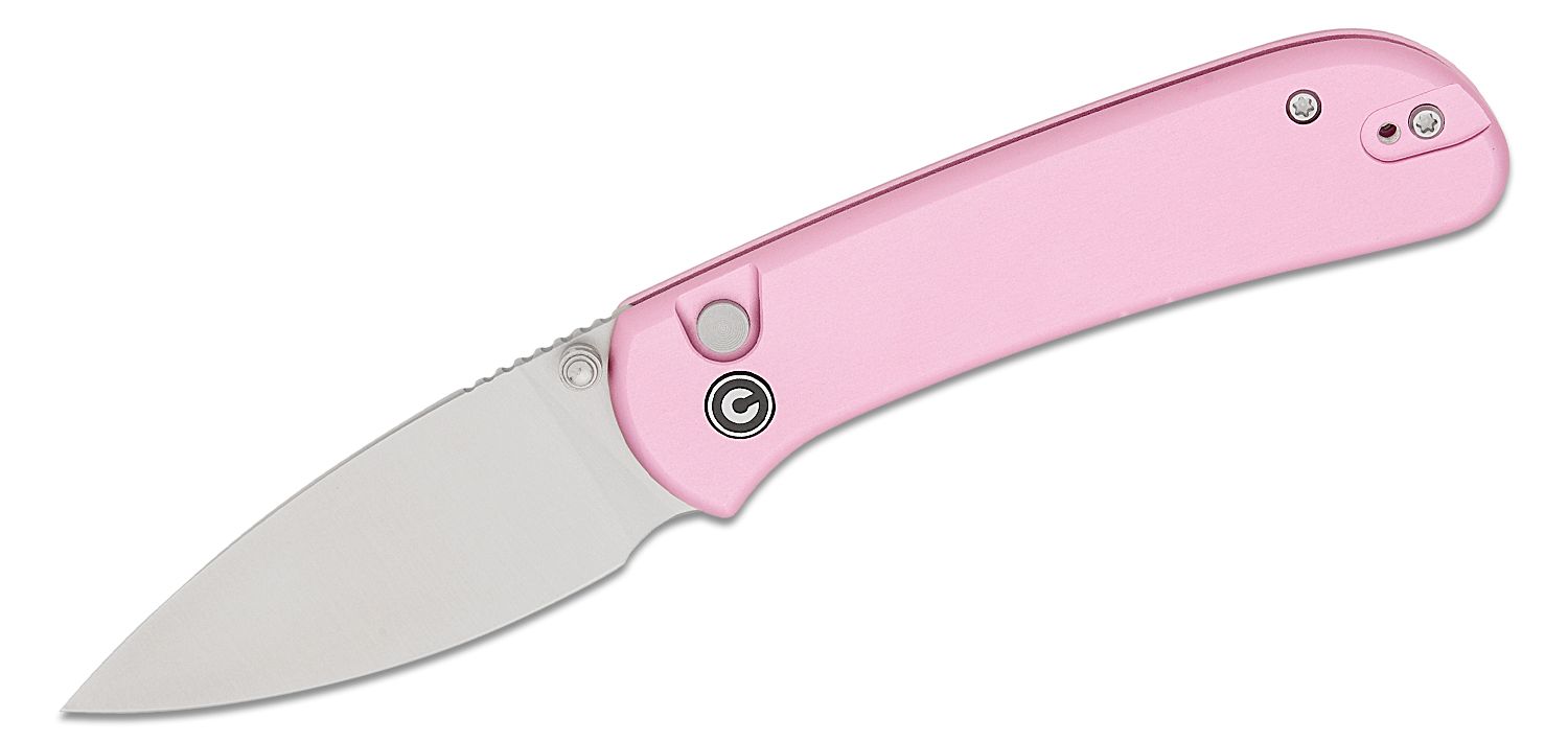 CIVIVI Knives Qubit Folding Knife 2.98 14C28N Satin Drop Point Blade, Pink  Aluminum Handles - KnifeCenter - C22030E-5