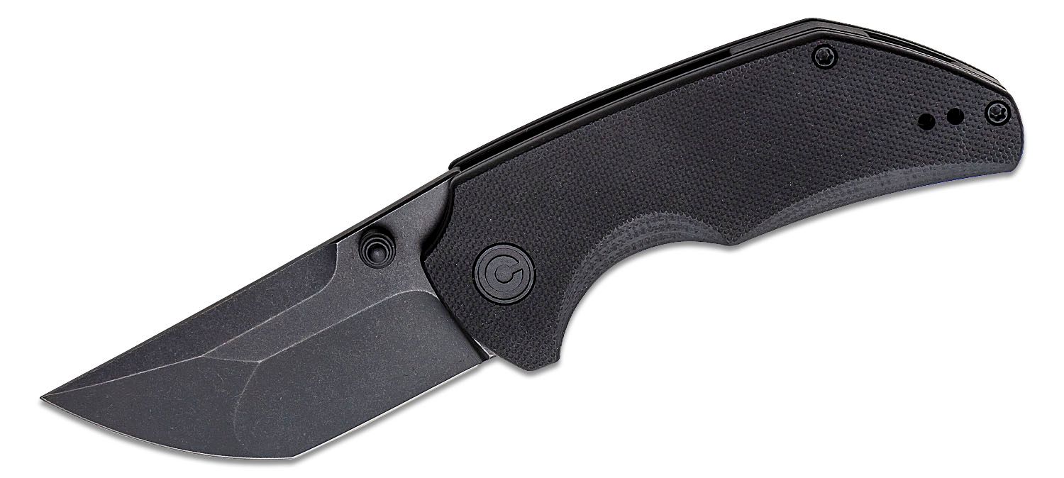 CIVIVI Knives Matt Christensen Thug 2 Folding Knife 2.69 Nitro-V Black  Stonewashed Compound Tanto Blade, Black G10 Handles - KnifeCenter -  C20028C-1