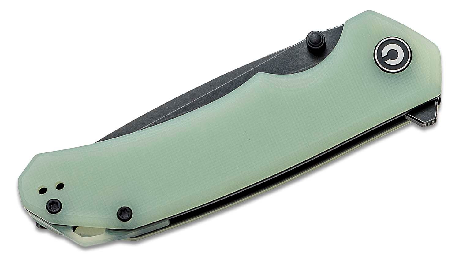 CIVIVI Knives C2023E Brazen Flipper Knife 3.46 D2 Black Stonewashed Tanto  Blade, Natural (Jade) G10 Handles - KnifeCenter