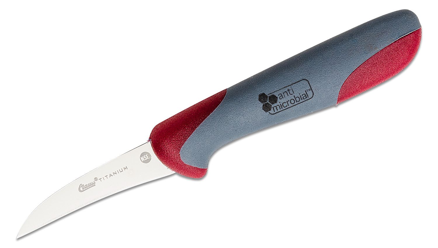 Clauss Titanium Bonded 2.5 Curved Paring Knife, Gray and Red Rubberized  Nylon Handle - KnifeCenter - 18414