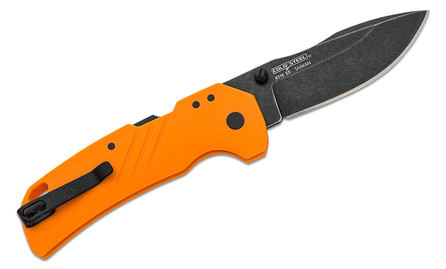 Cold Steel Engage ATLAS Lock Folding Knife 3.125 4116 Black Stonewashed  Clip Point Blade, Orange GFN Handles - KnifeCenter - FL-30DPLD-BOZ